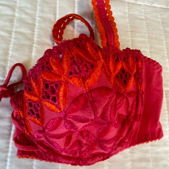 AUBADE Paris BAHIA Balconette SHOWGIRL Orange Underwire Demi Bra Sz 34C Lace - Picture 10 of 11